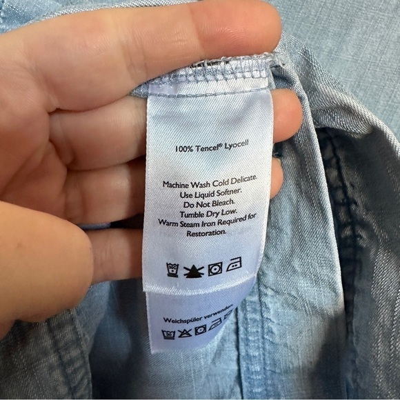 Eddie Bauer Tencel Tranquil Tie Wrap Top in Bleached Blue L - Picture 9 of 12